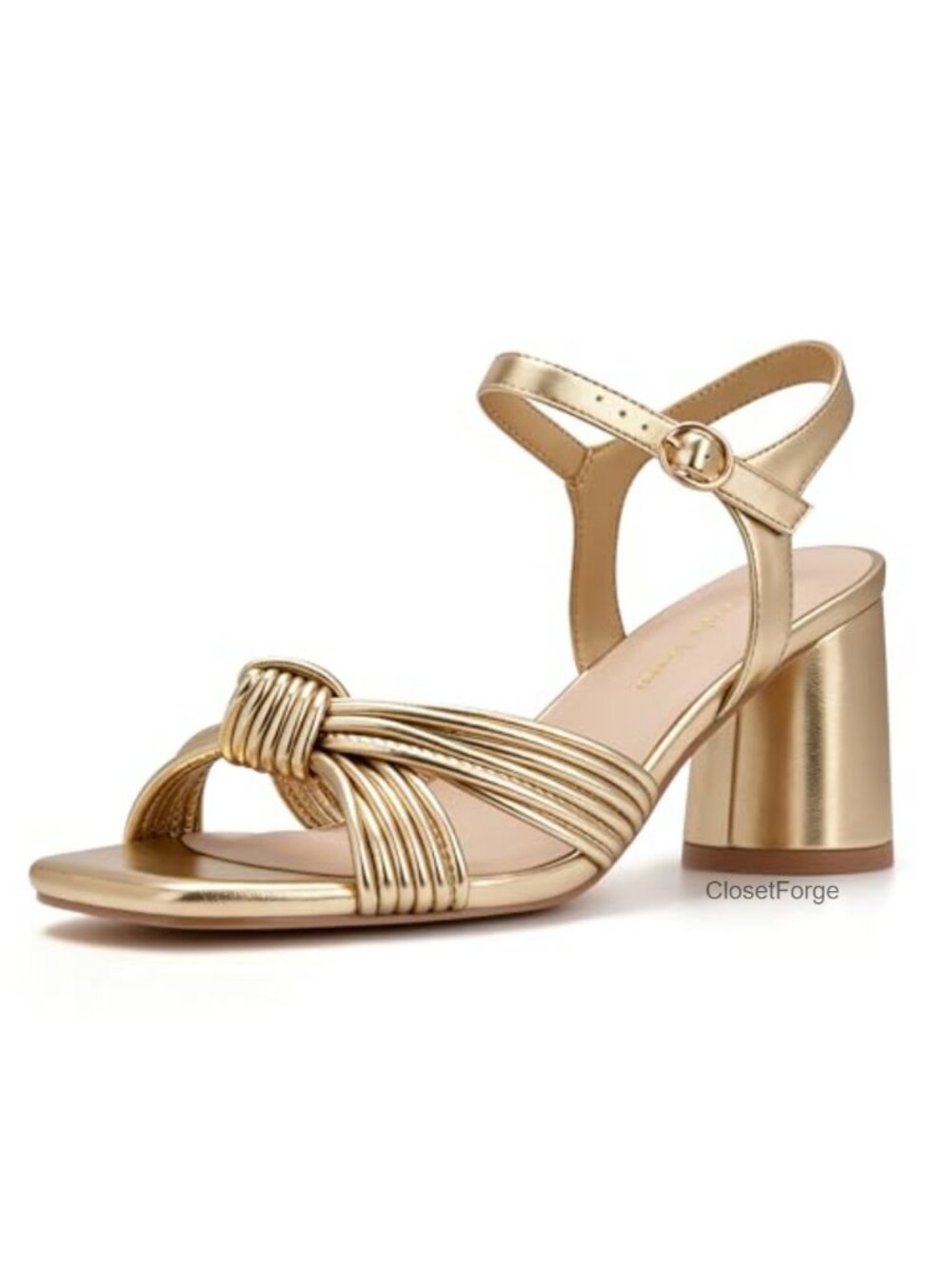 Women's Square Toe Strappy Braided Knotted Heeled Sandals Ankle Buckle Chunky